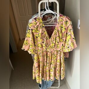 Floral Yellow and Pink Women's Boutique Dress
